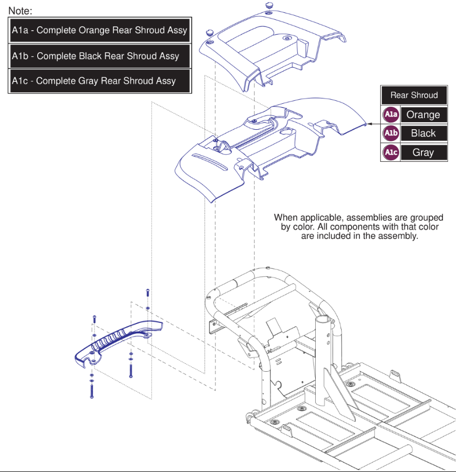 Rear Shroud Assy, Pursuit 2 Models prior to Phase3