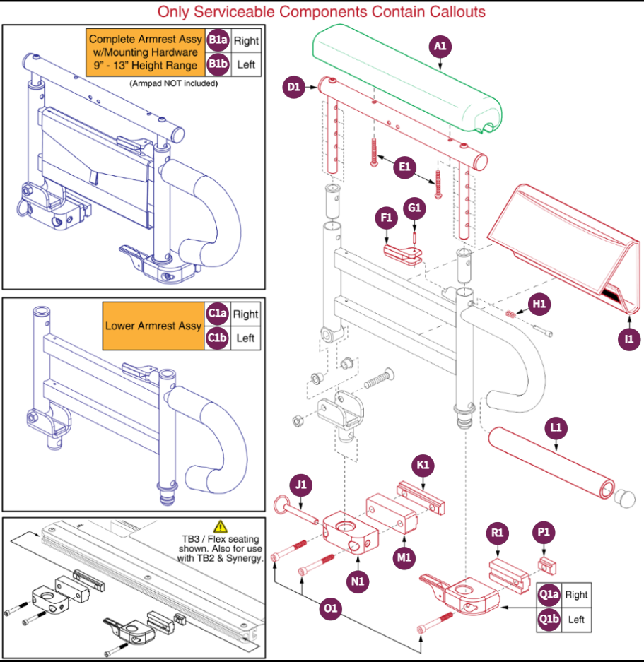 2 Pt FlipUpArm,Desk Lgth,Waterfall Spacer,9"-13"H