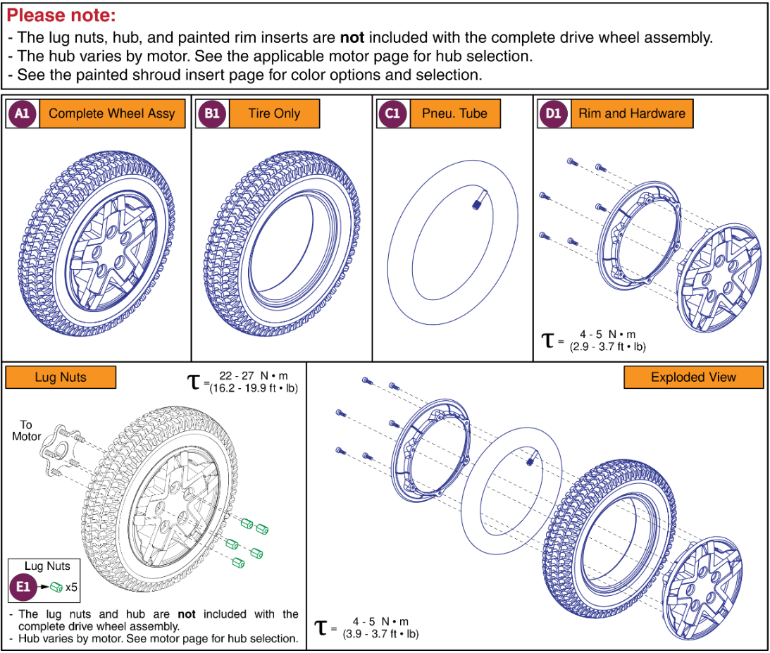 Pneumatic DW, 5-Spoke, Black Rim / Black Tire