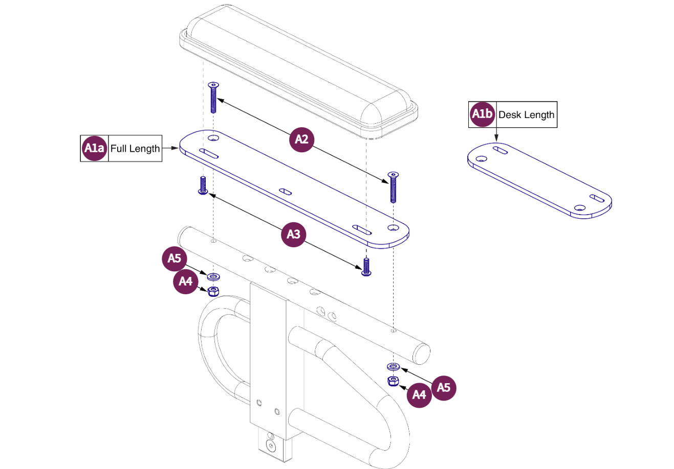 Gel Armpad Tubular Mounting Assy