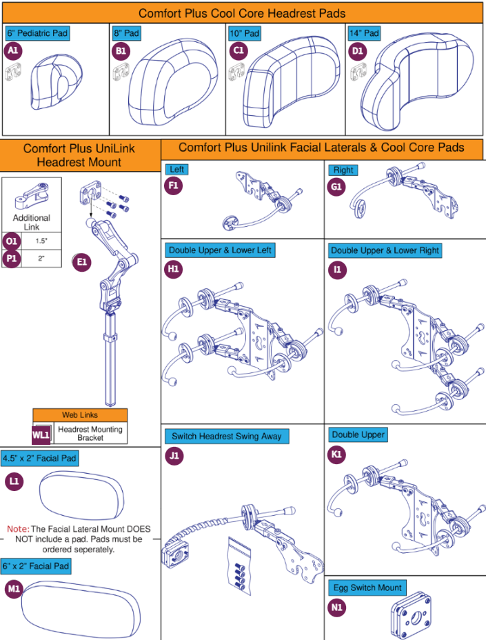 Stealth Comfort + Unilink Bracket,Pad,Lateral &Mts