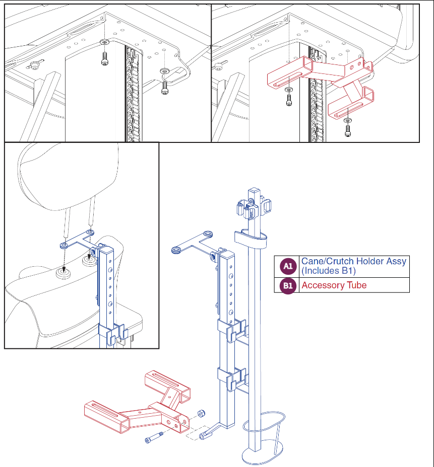 Cane/Crutch Holder Assy, Jazzy Air