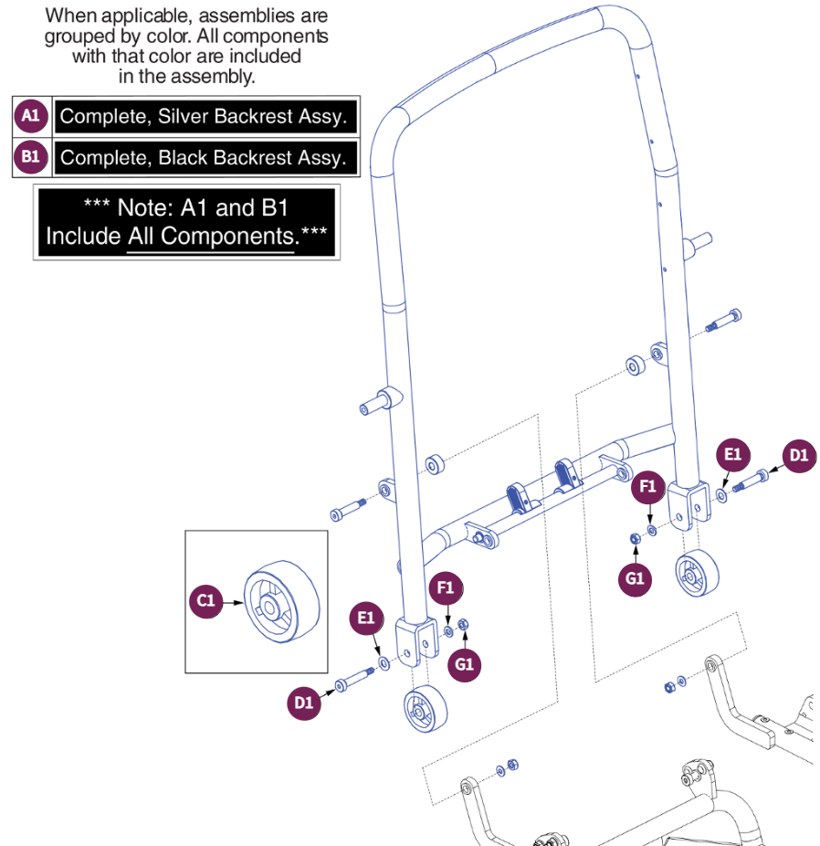 Backrest Assy, Jazzy Passport/I-Go+