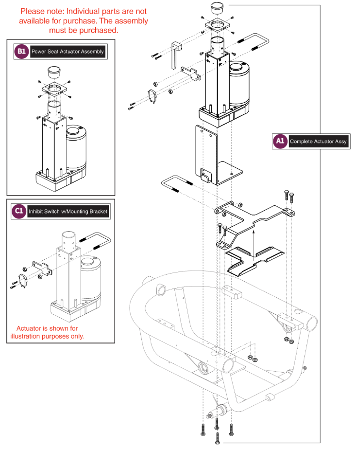 Universal, Friction Lock Power Seat Actuator Assy