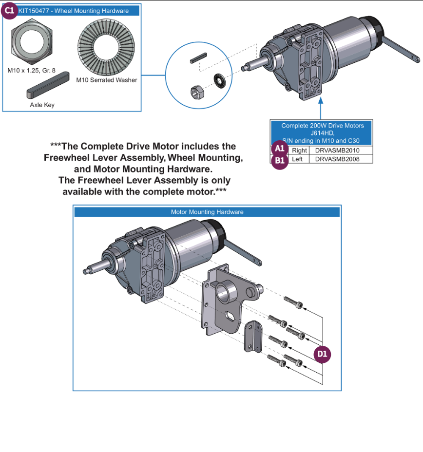 Motor Assy, Dynamic Jazzy 614 HD