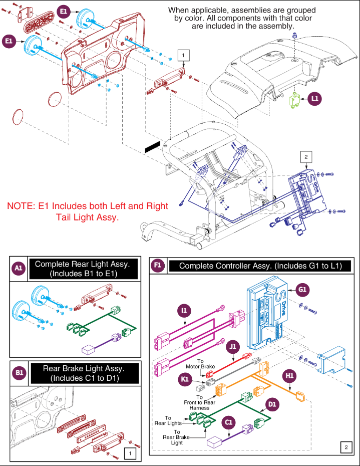 12KPH,S-Drive,MKII Rear Elct. Assy w/LED Lighting