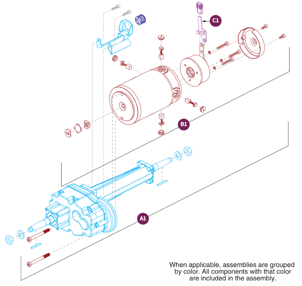 Transaxle, Motor, Brake w/Freewheel Lever