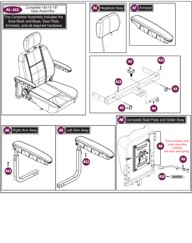 High Back, Captain Seat, Ultra Comfort,16 X 16-18"