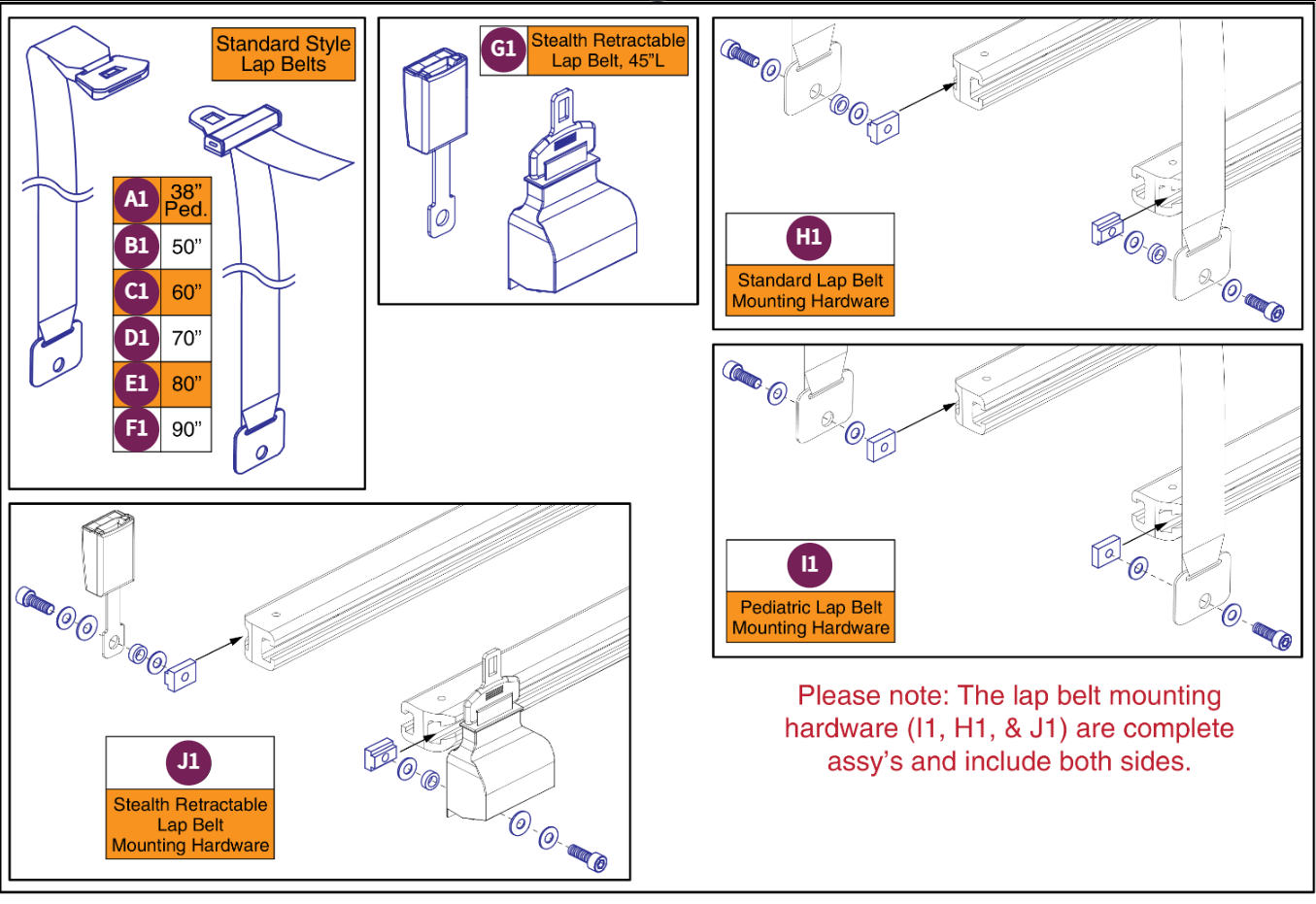 Lap Belts, TRU Balance® 3/4, Unoccupied Transit