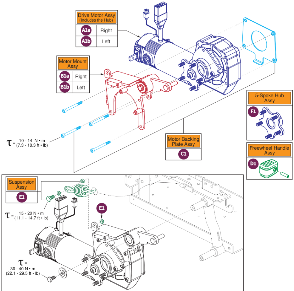 6MPH Drive Motor Assy/ACCU-TRAC,5-Spoke Hub,CC