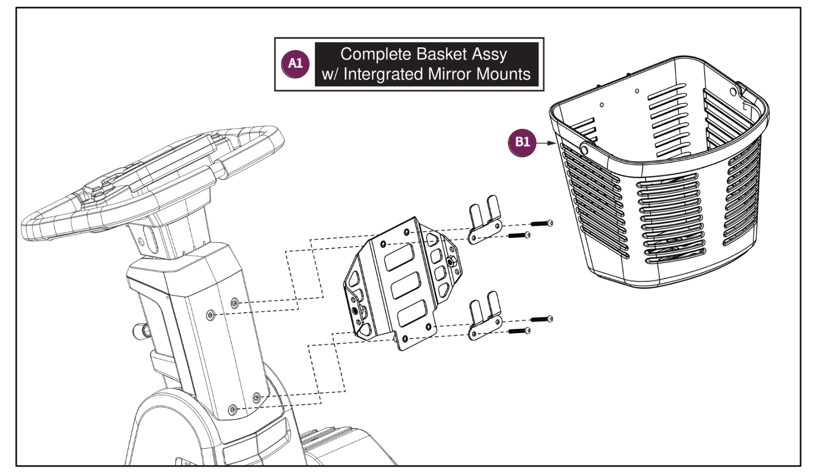 Front Basket Bracket & Basket Assy