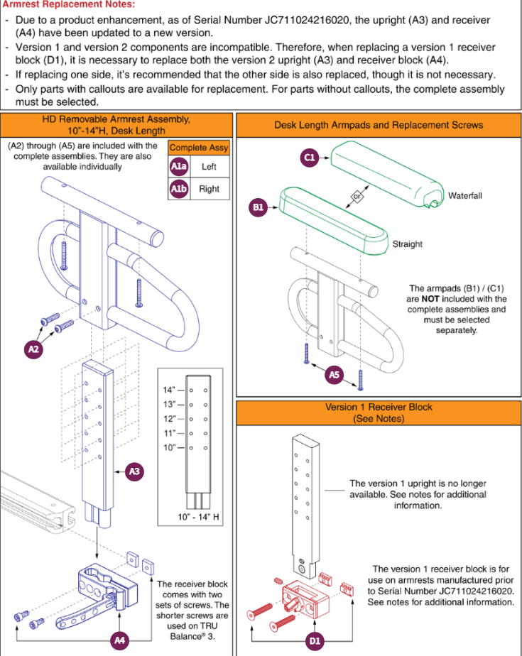 10"-14" Ht HD Removable Armrests Desk Lgth