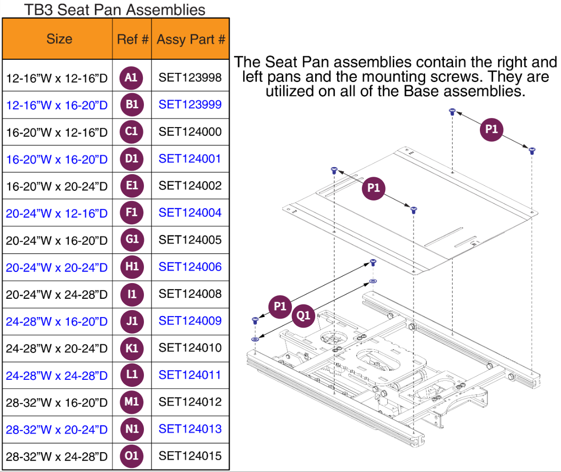 Seat Pan Matrix, TRU Balance® 3
