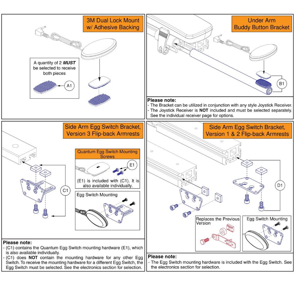 Egg Switch / Buddy Button Mounting Brackets
