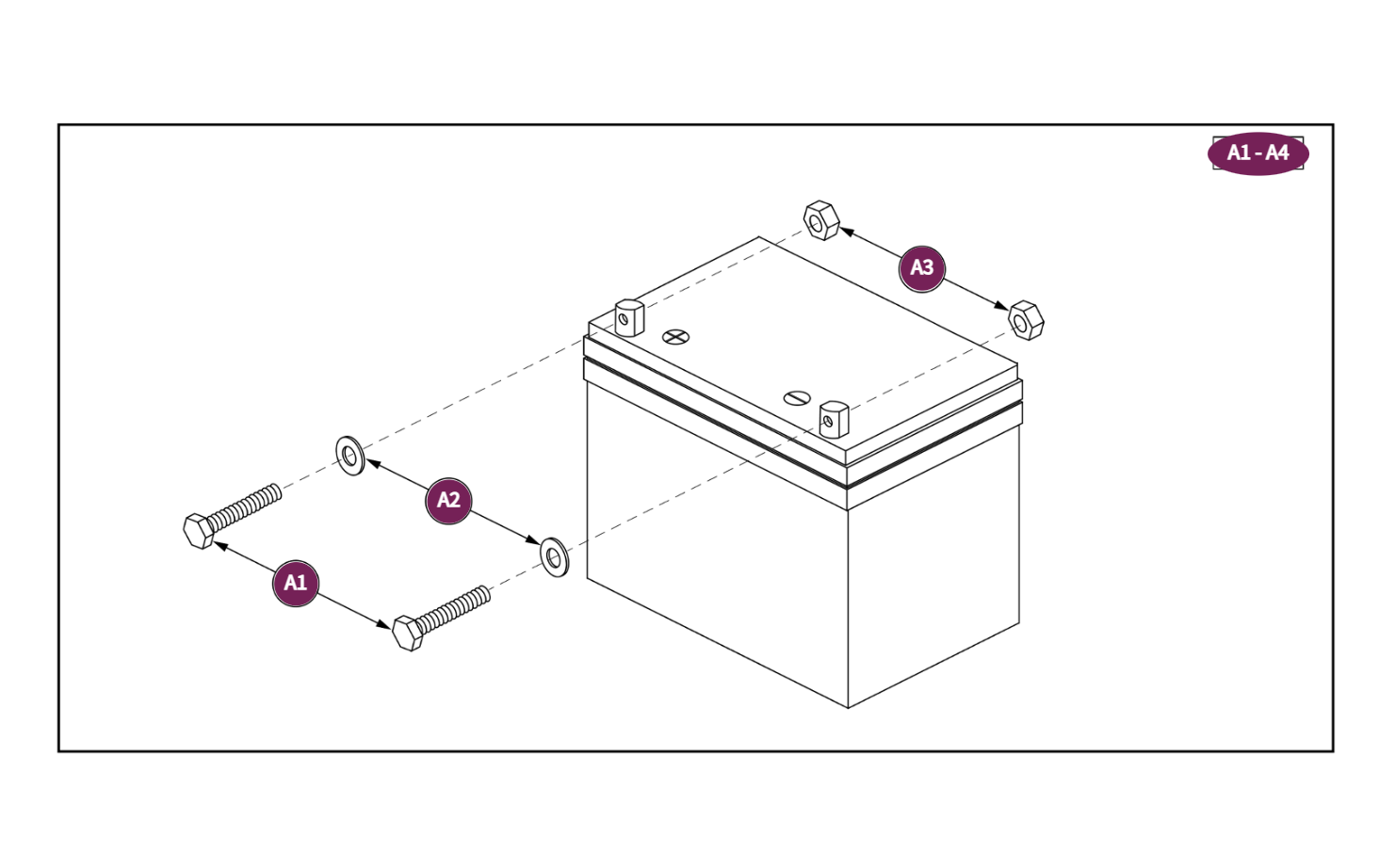 Group 24, AGM, 75AH, Battery Assy