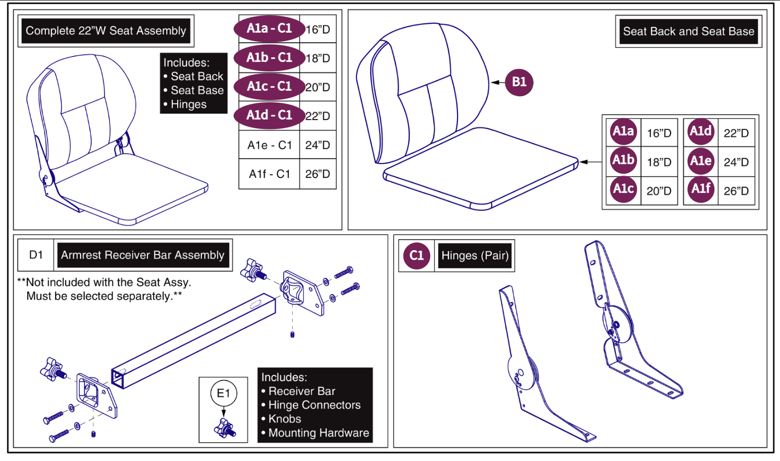 22"W Med-Back Vinyl, Solid Seat Pan, DLX Contour