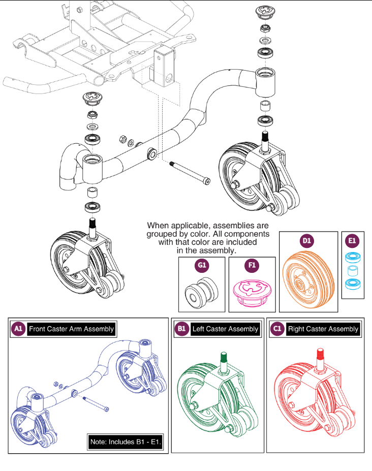 Front Caster Arm Assy
