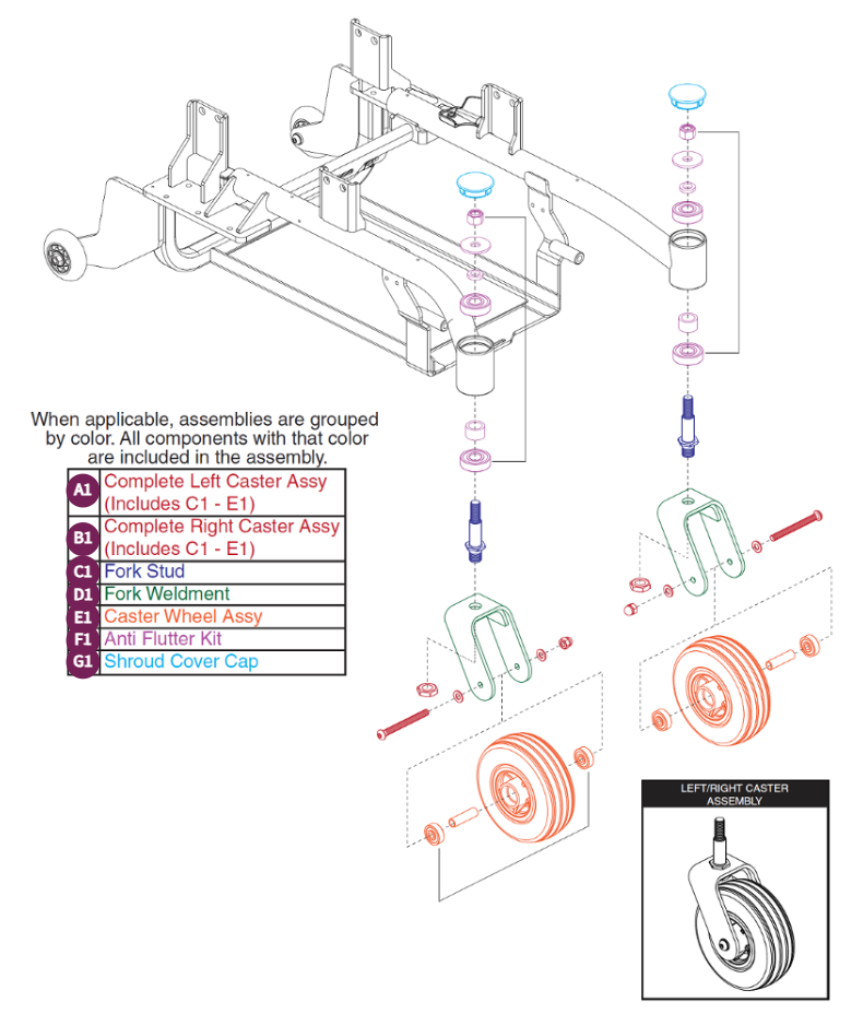 Rear Caster Arm Assy, Elite HD