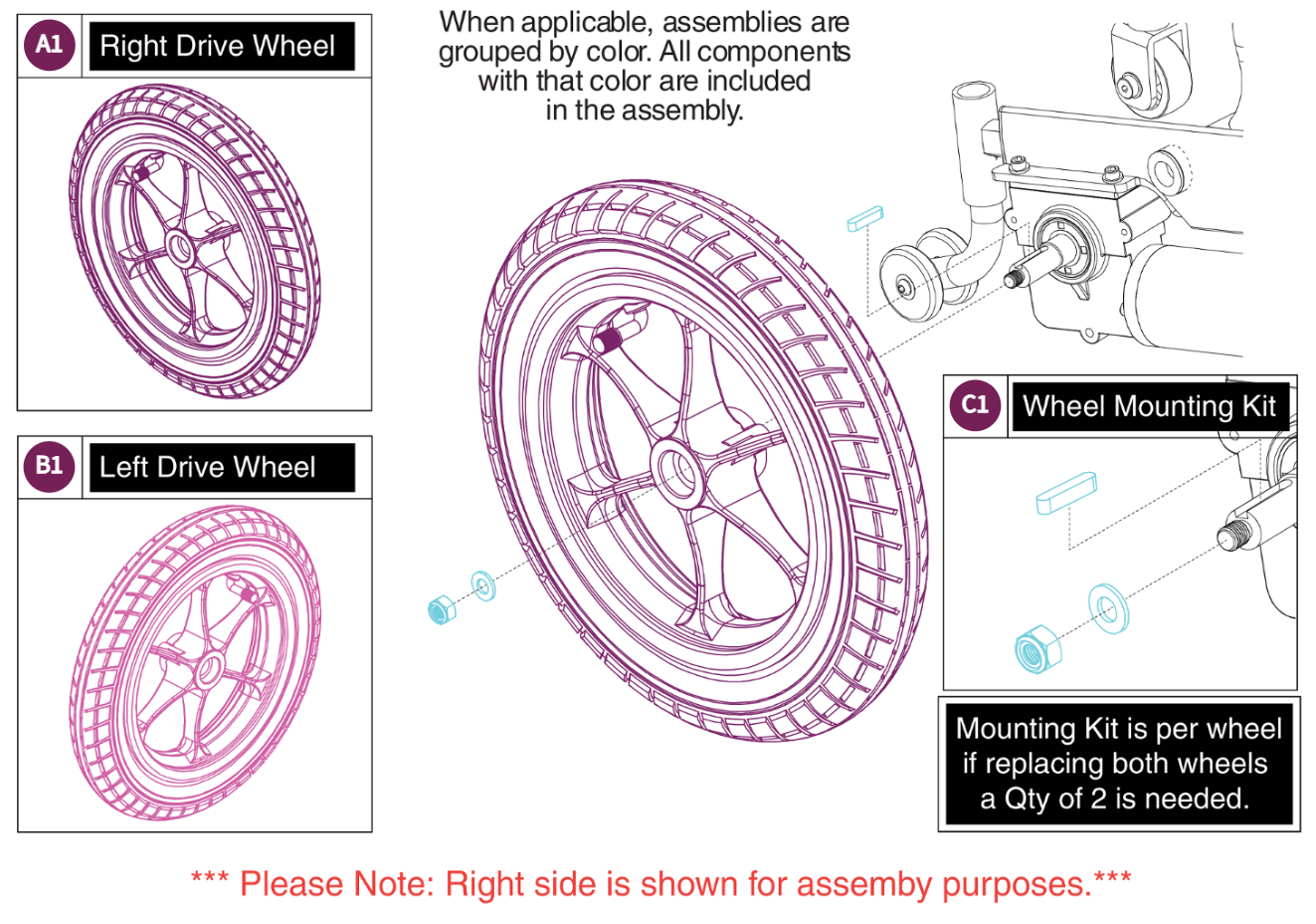 Drive Wheel Assy, Jazzy Passport/I-Go+