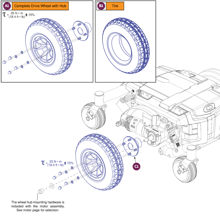 Flat-free"Knobby",4 Spoke,Black Rim/Charcoal Tire