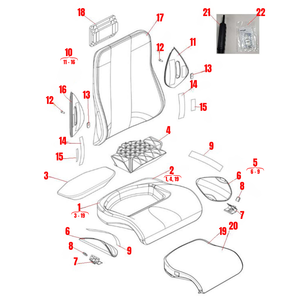 Seat-Backrest Cushions and Supports