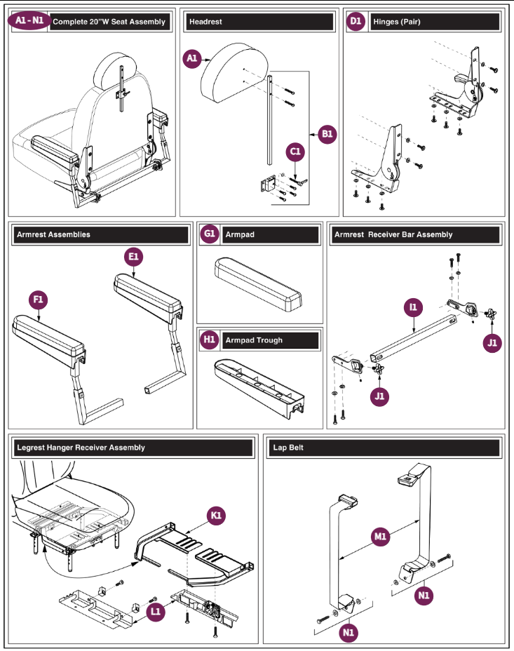 20"Wx18-20"D Fold-Flat,115°LTD Recline