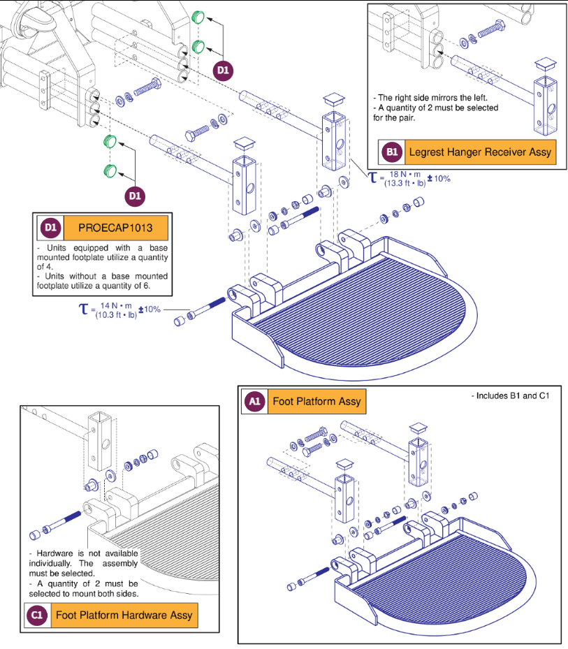 Foot Platform Assy, 17"Wx16"D, J/Q 1450
