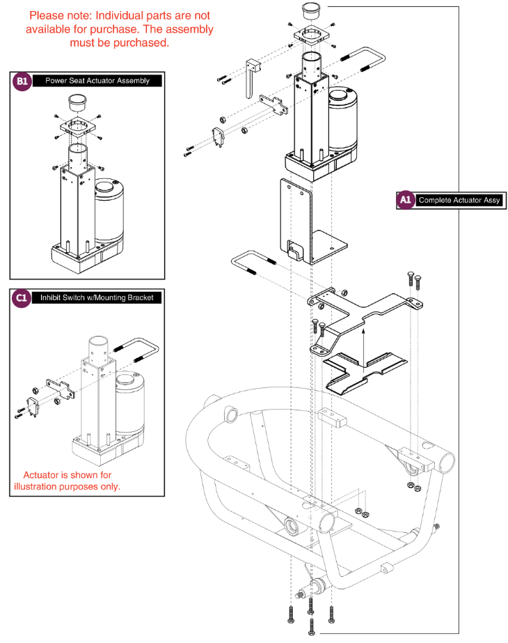 Power Seat Actuator Friction Lock Assy, Jazzy 610