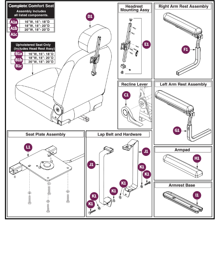 Comfort Seat V2 Hi-Back 115°LTD Recline Height-Adj