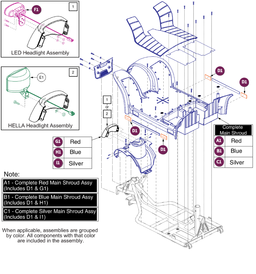 Main Front Body Shroud Assy, Pursuit, S713