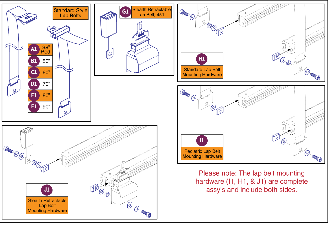 Lap Belts, TRU Balance® 3/4, Unoccupied Transit