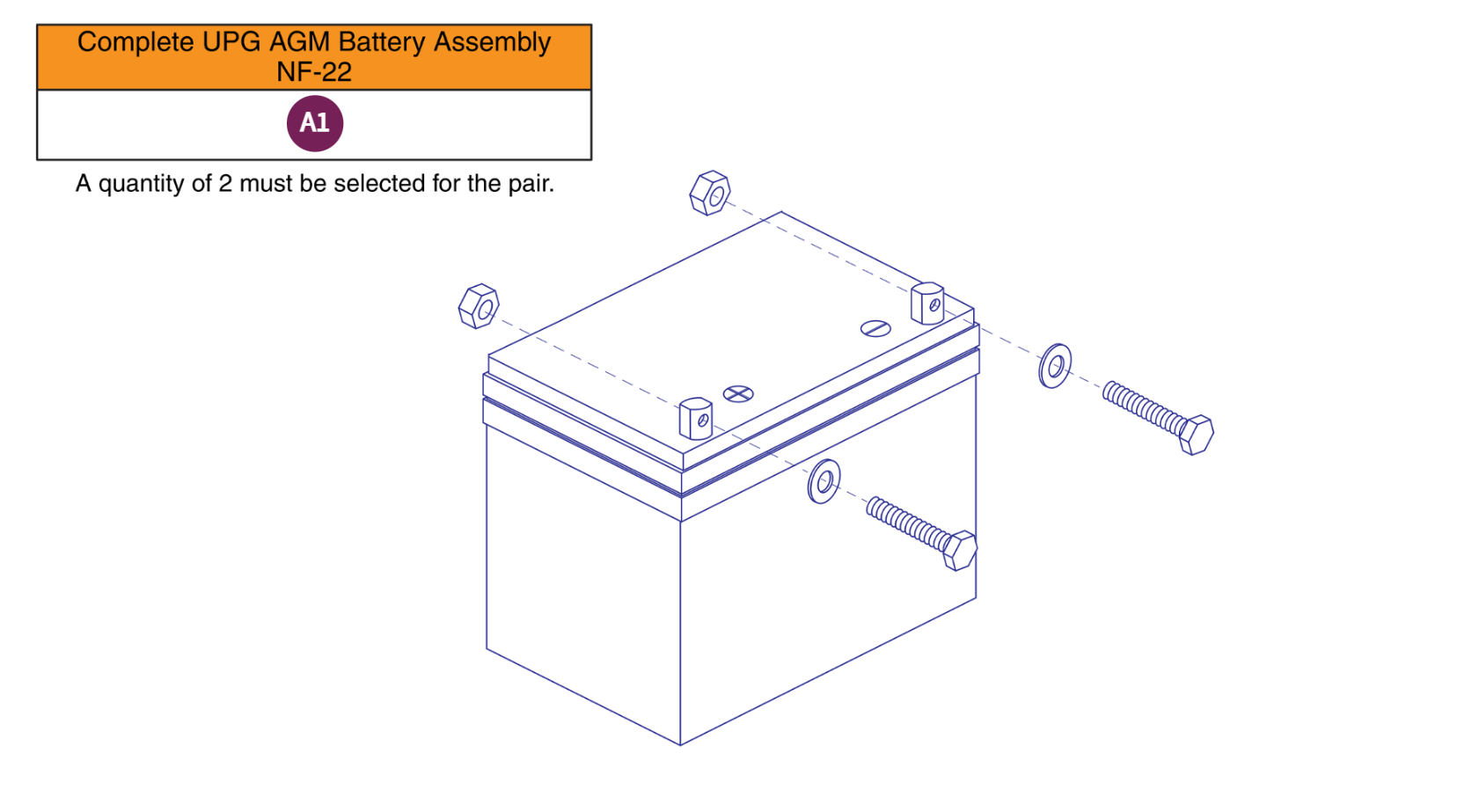 Universal, NF-22, AGM, Battery Assy