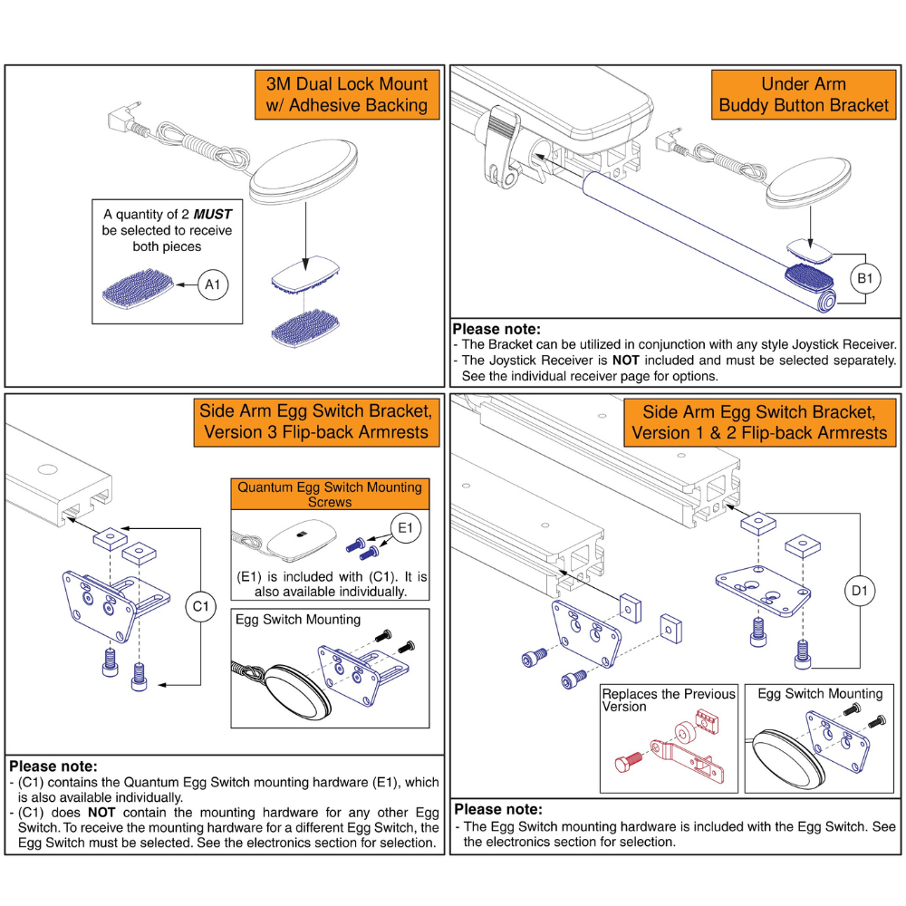 Egg Switch / Buddy Button Mounting Brackets