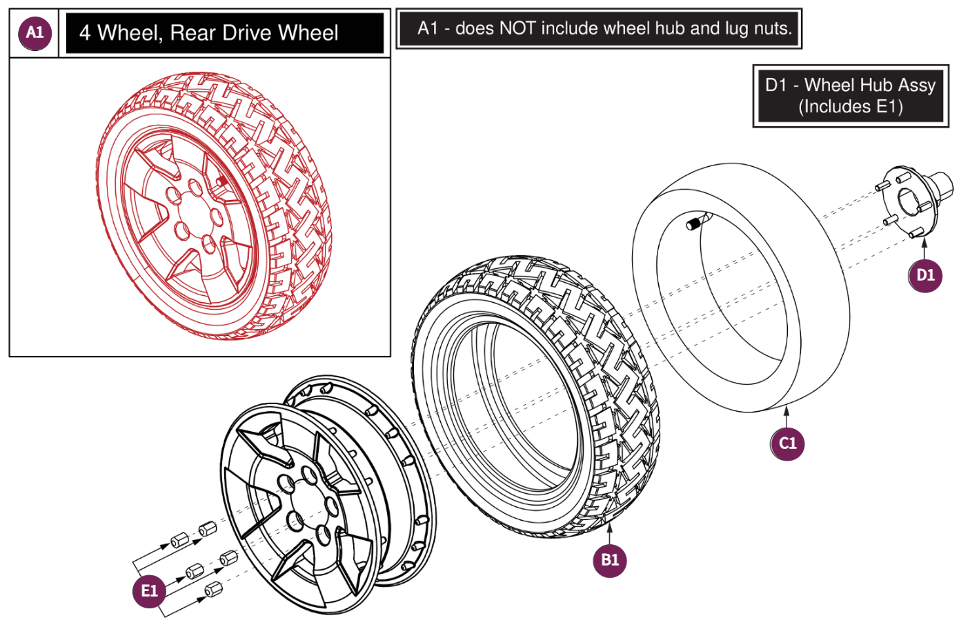 Rear Pneumatic Wheel Assy