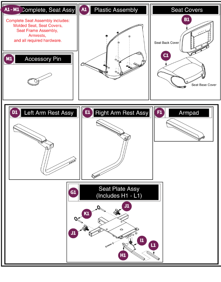 Seat Assy,Molded Plastic,17"x17" w/out Pride Logo