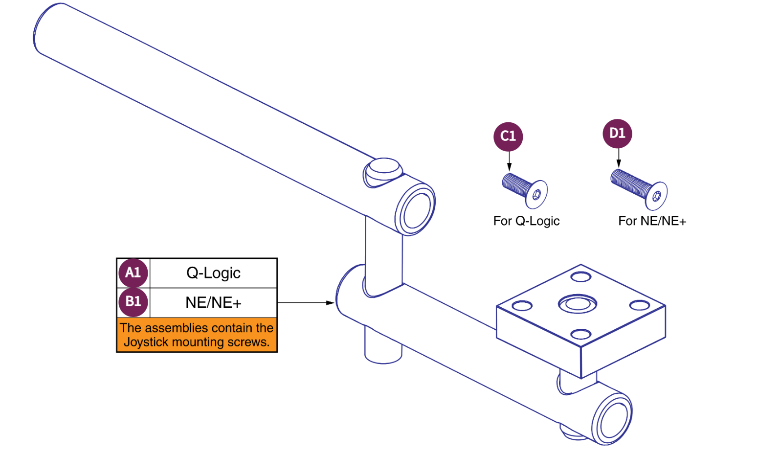 Retract 4 Swing-away Joystick Bracket for Curtis