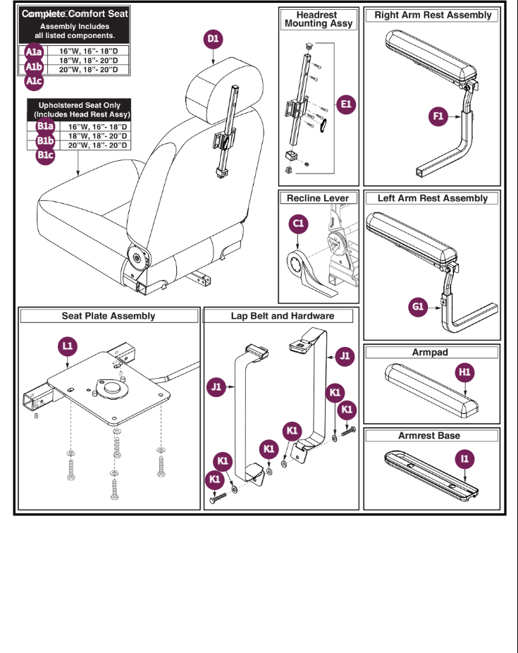 Comfort Seat V2 Hi-Back 115°LTD Recline Height-Adj
