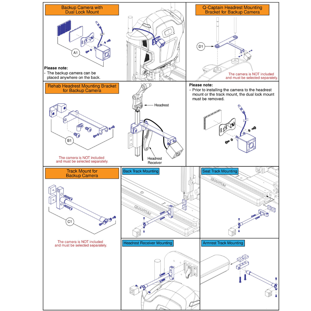 Quantum Backup Camera Standard and Headrest Mount