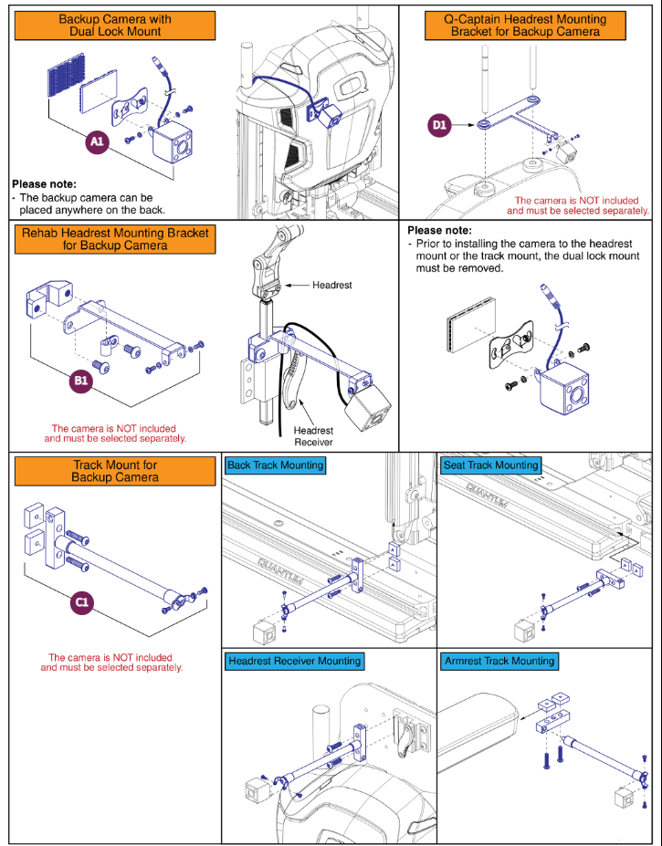 Quantum Backup Camera,Std Mount & Headrest Mt