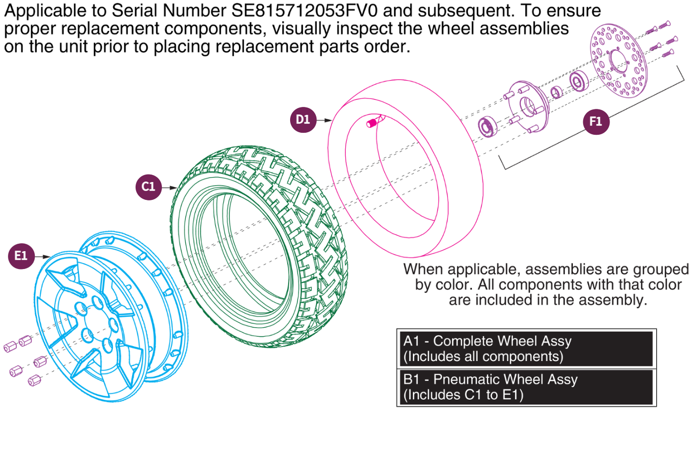 Wheel Assy,Low Profile Front Pneumatic w/Disc.