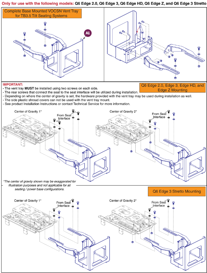 VOCSN Vent Tray for TB3.5 Tilt Seating