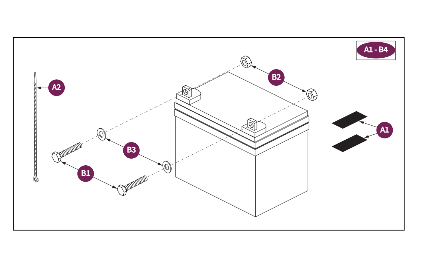 Universal, U1, AGM, Battery Assy