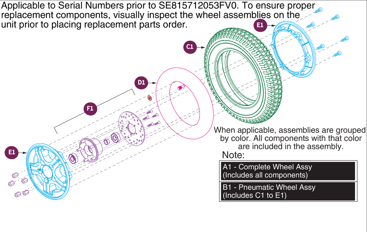 Wheel Assy, Front Pneumatic w/Brake Hub