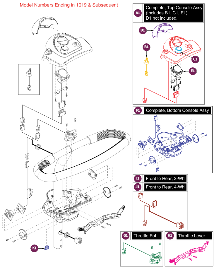 Console w/Delta Tiller,w/ DT M# End 1019 & Sub.