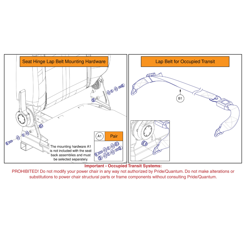 Occupied Transit Lap Belt and Mount, Comfort Seats