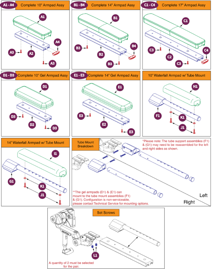 Armpad & Mounting Options,V3 FlipBack Arm