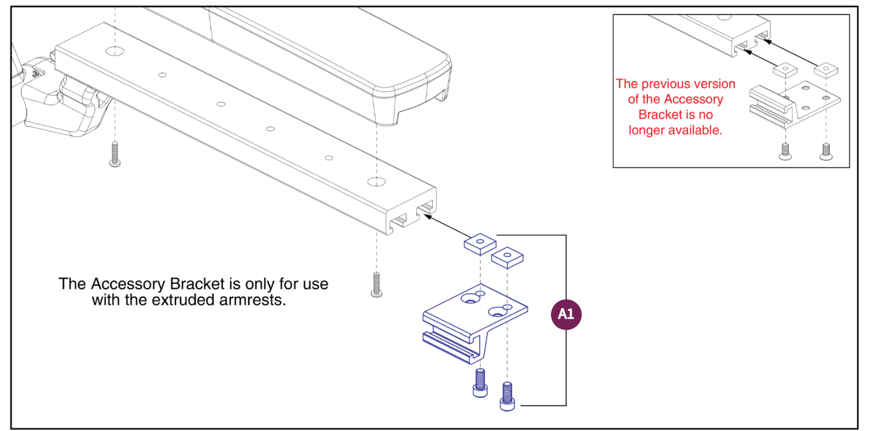 Armrest Accessory Mount, V3 Flip-back Armrests