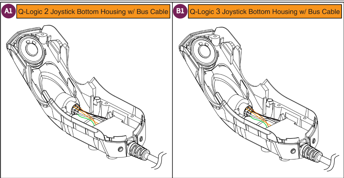 Q-Logic 2&3 Joystick Bottom Housing w/Bus Cable