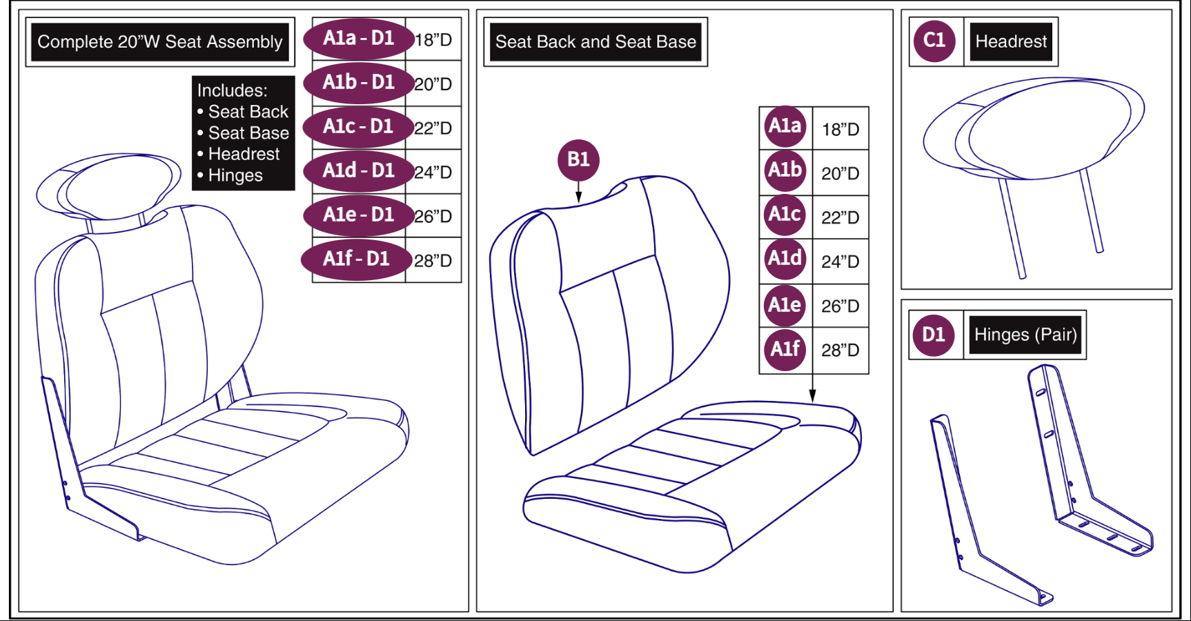 20"W Hi-Back Vinyl, HD DLX Contour