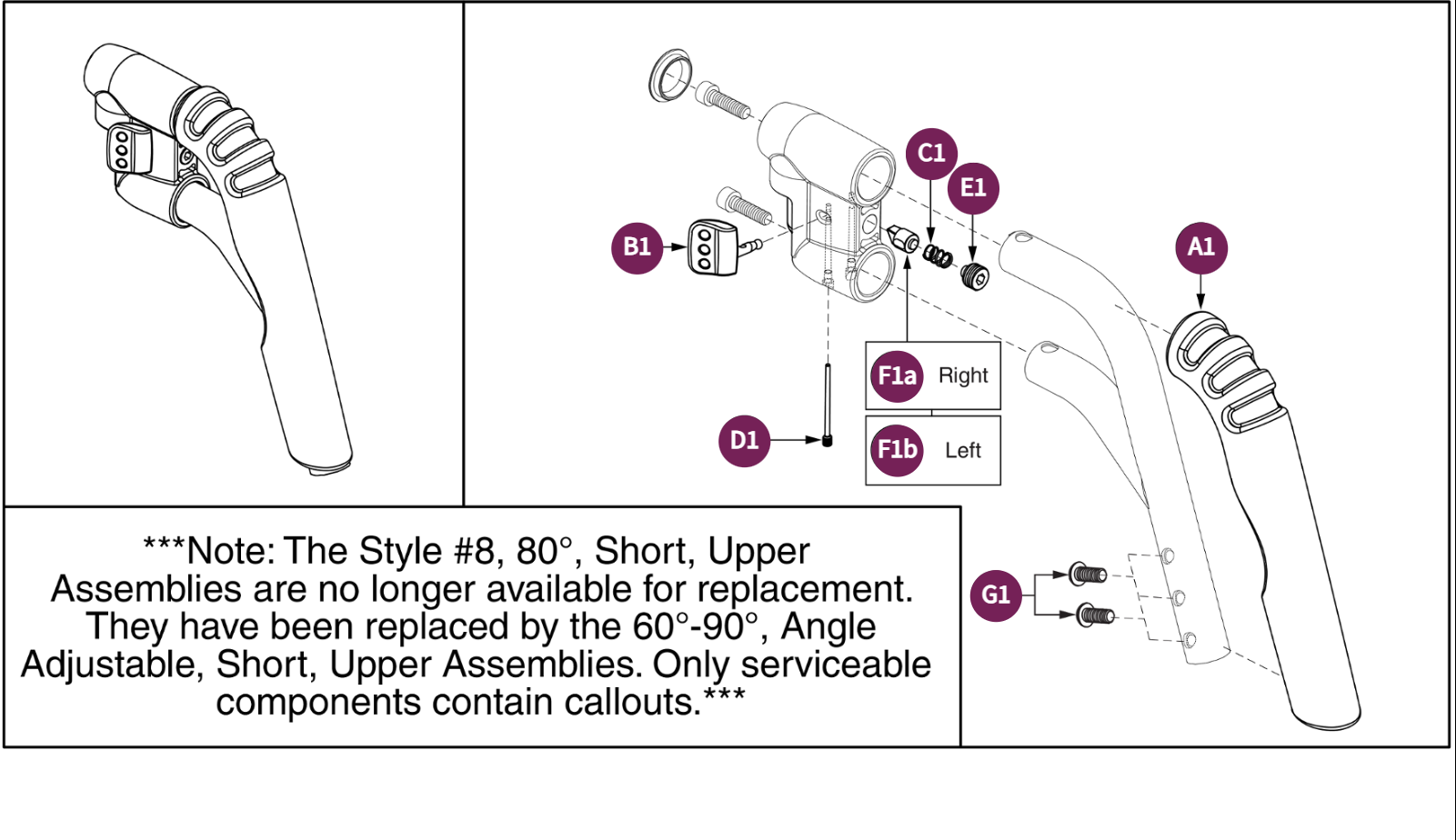 80° Style#8 Swing-away Short Straight Upper